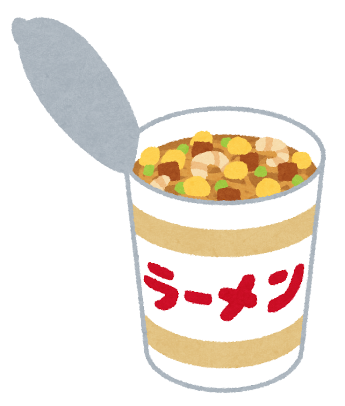 縦長のカップラーメンのイラスト（開閉） | かわいいフリー素材 ...