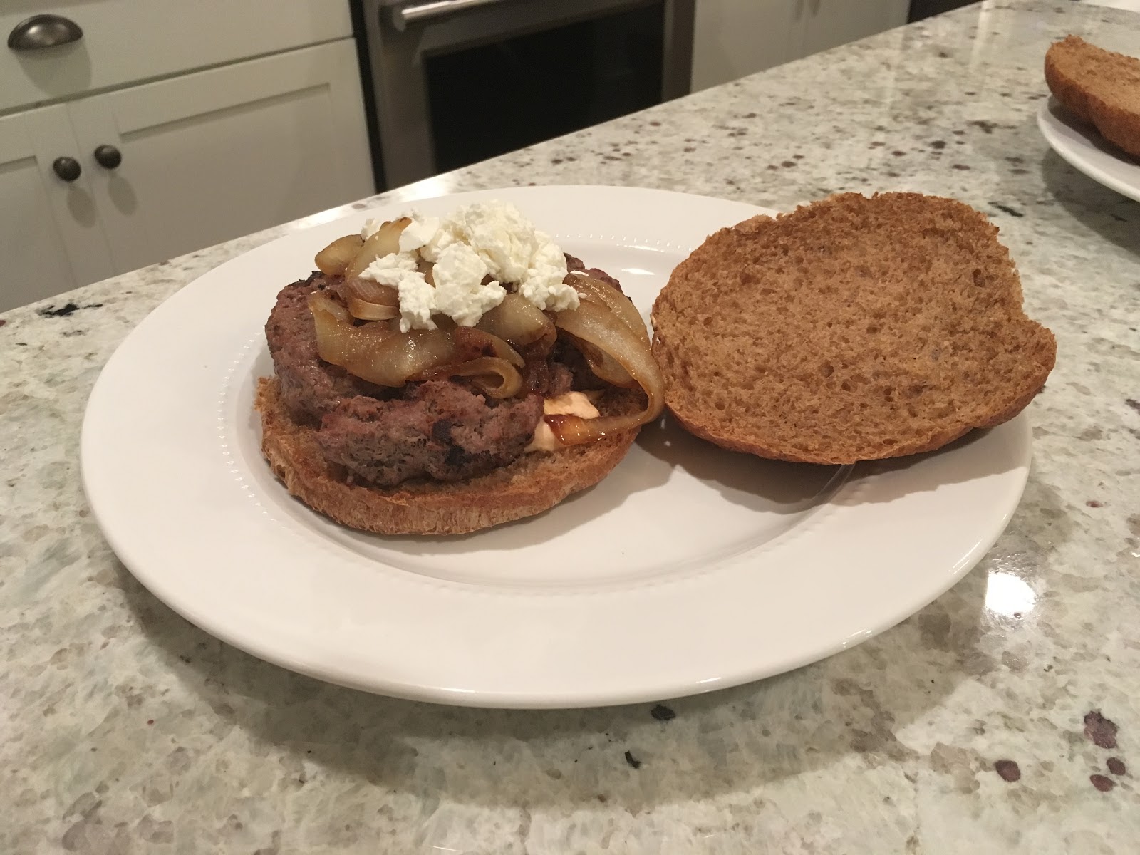The Lowcountry Lady Goat Cheese and Onion Burgers with Garlic Goat Cheese Aioli