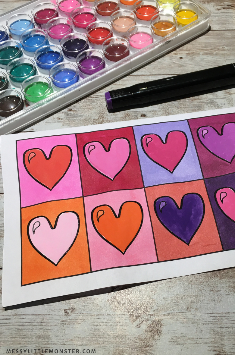 Heart Pop Art for Kids - Messy Little Monster