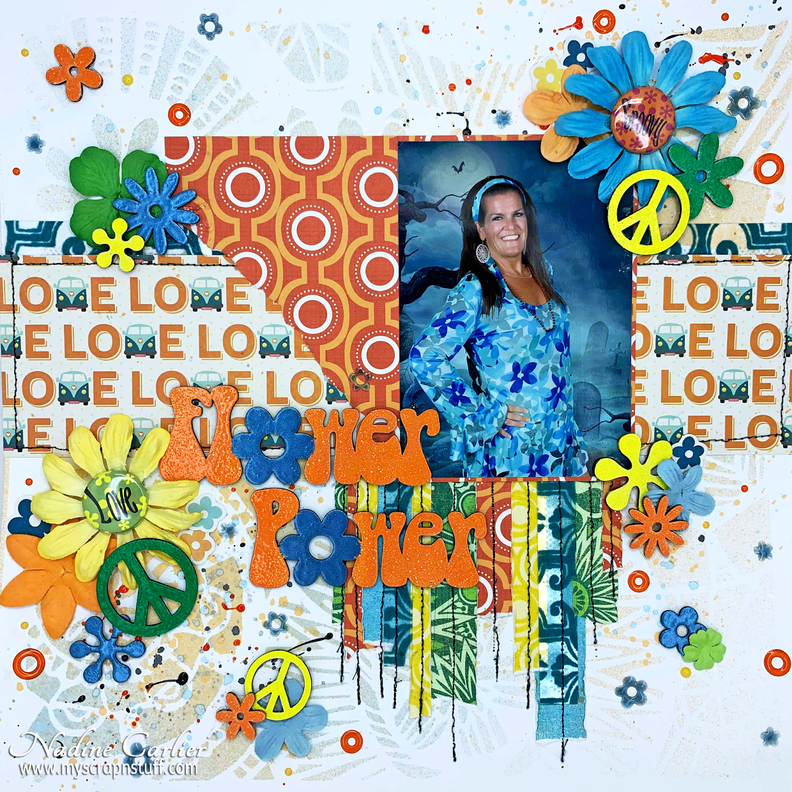 Flower Power Retro Layout & Paper Flower Organization Nadine Carlier