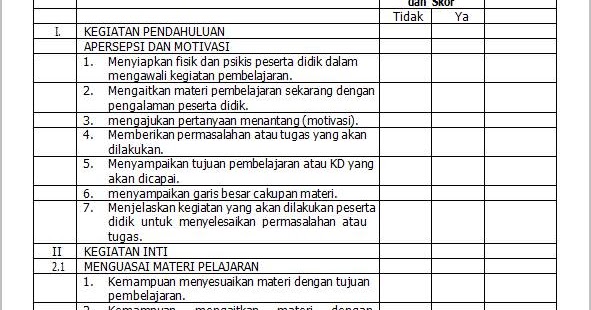 Contoh Instrumen Supervisi Pelaksanaan Pembelajaran Contoh Instrumen Supervisi Pelaksanaan Pembelajaran
