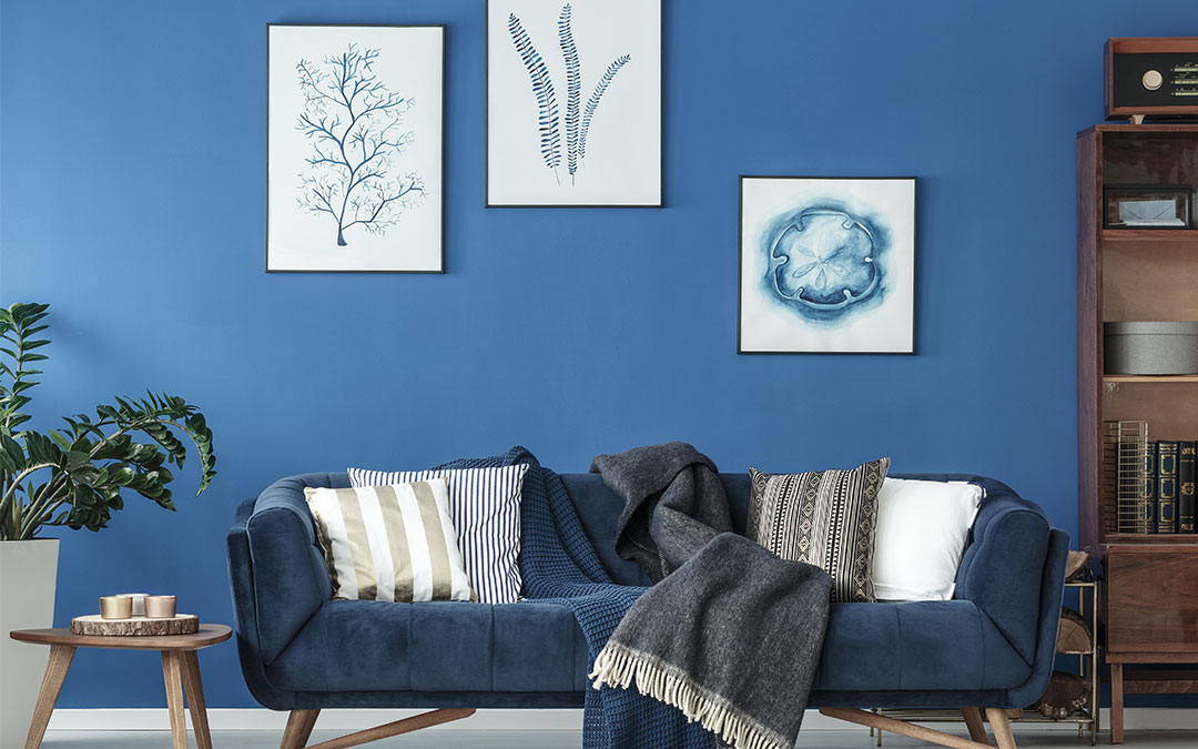 What are the colours go well with blue colour shades for your home