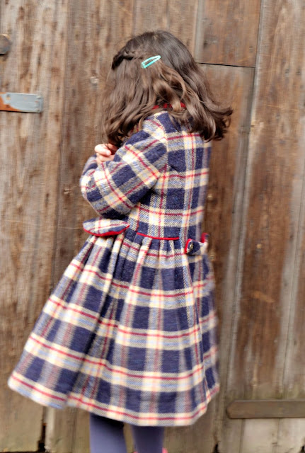 Burda style girls double breasted coat pattern 145 plaid coat Burda style girls double breasted coat pattern 145 plaid coat