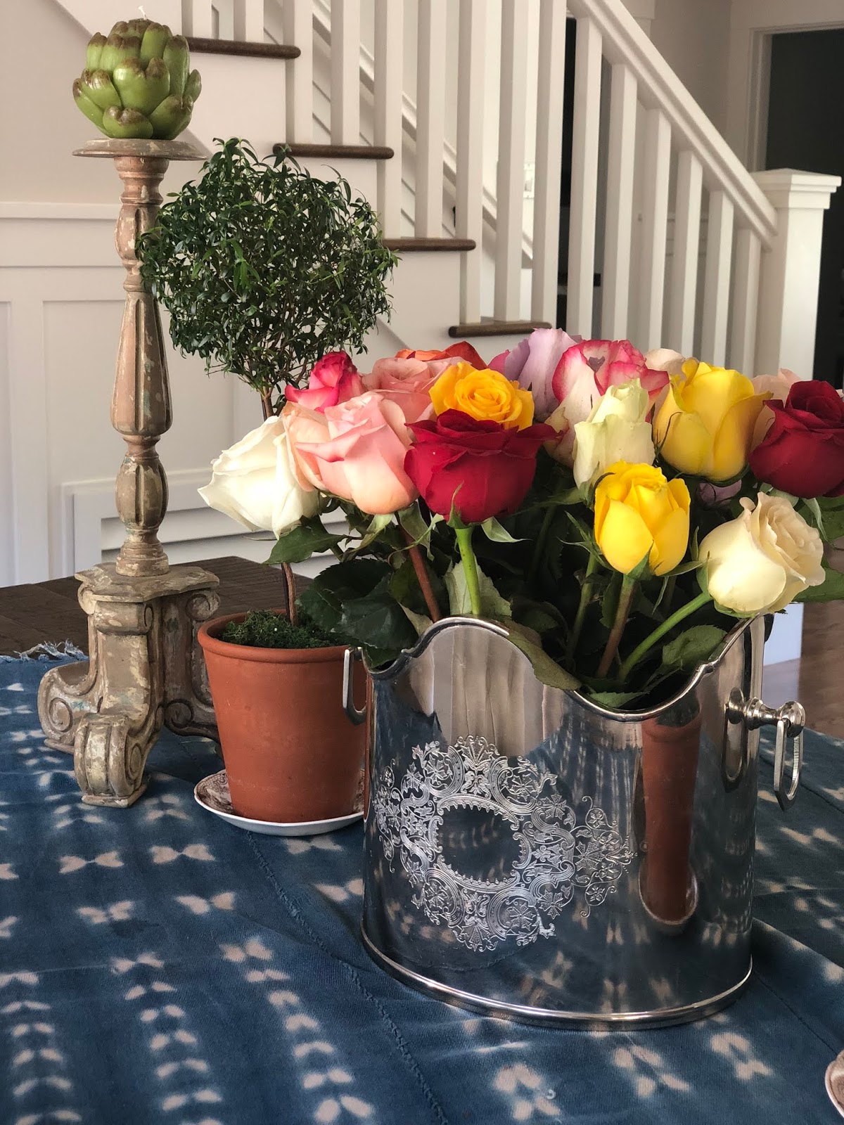 design A Centerpiece Of MultiColor Roses