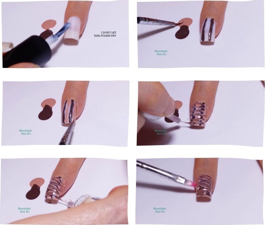 Coffee Nails Drag Marble Nail Art Design Tutorial