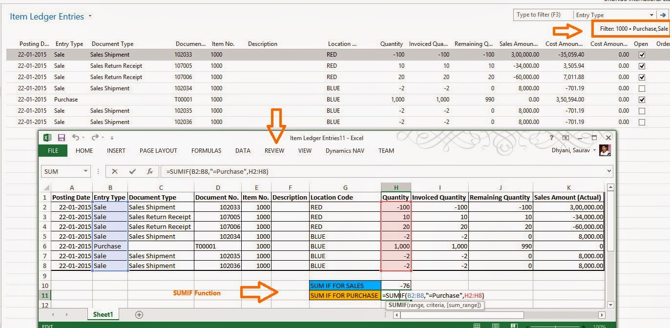 NAV Report - How To Use Excel SUMIF Function? - Microsoft Dynamics