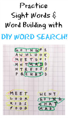 Practical Mom: DIY WORD SEARCH FOR PRESCHOOLERS to Practice Sight Words & Word Building 
