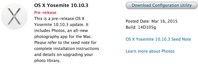 Mac OS X Yosemite 10.10.3 Public Beta 4