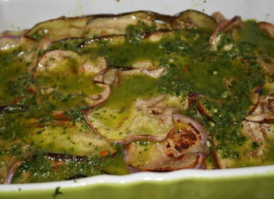contorni - melanzane (o zucchine) grigliate con salsa verde