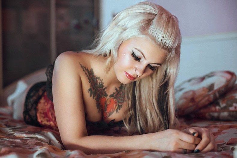 Beautiful Chest Tattoo Girl Wallpaper