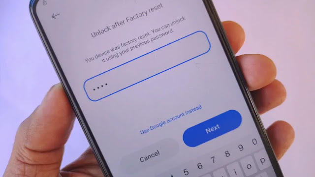Enter old lockscreen passwords here Unlock after factory reset