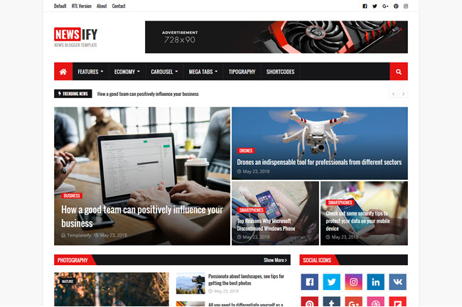 Newsify - Magazine Blogger Template