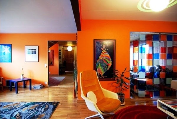 Modern orange color in the living room?