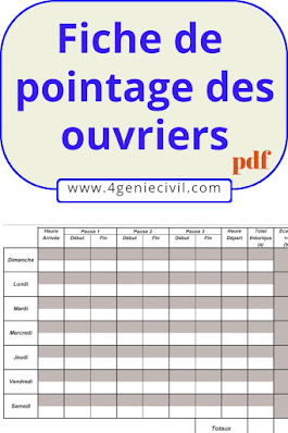 Fiche de pointage des ouvriers pdf