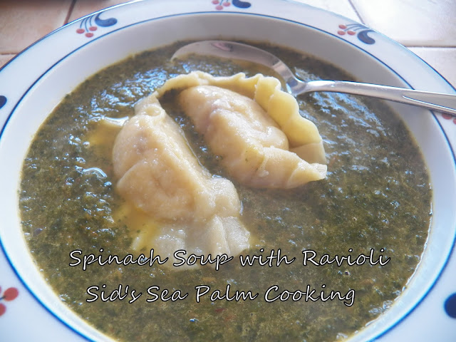 Homemade Ravioli and Spinach Soup