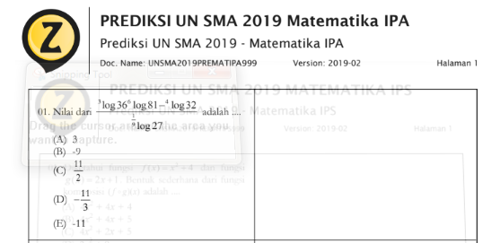 Soal Matematika Ipa Kunci Dunia