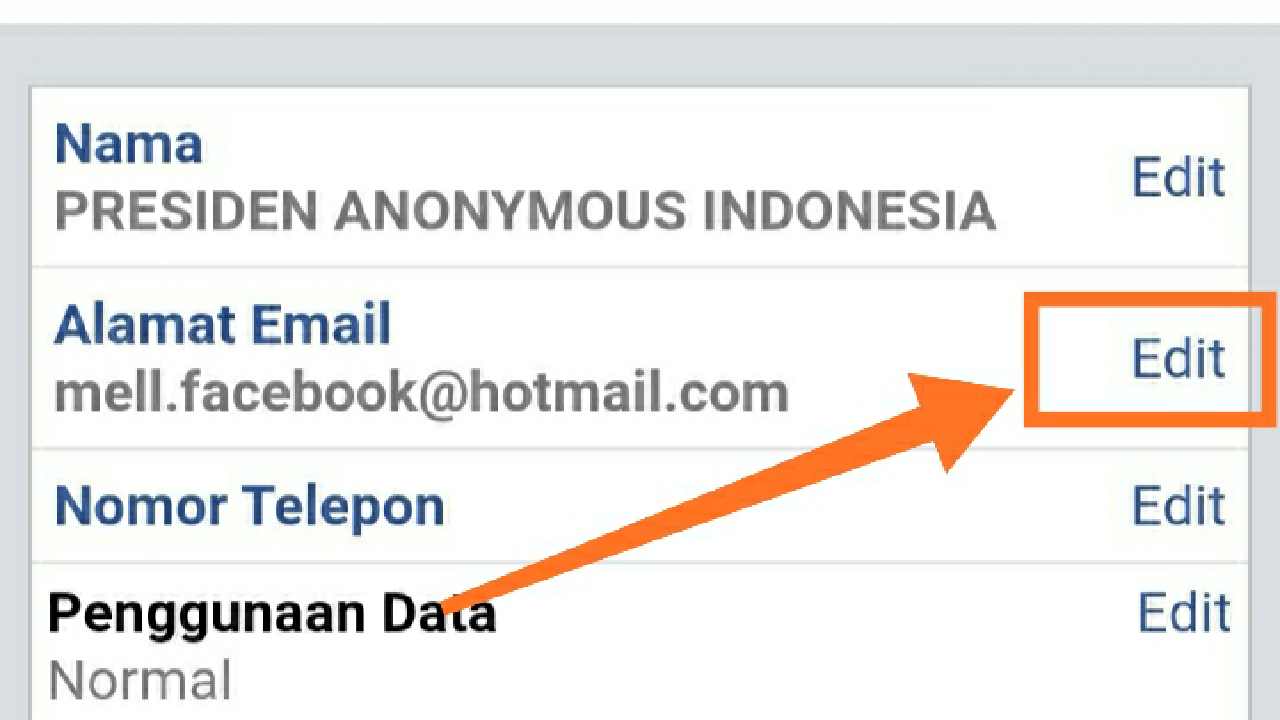Cara mengganti email utama Facebook