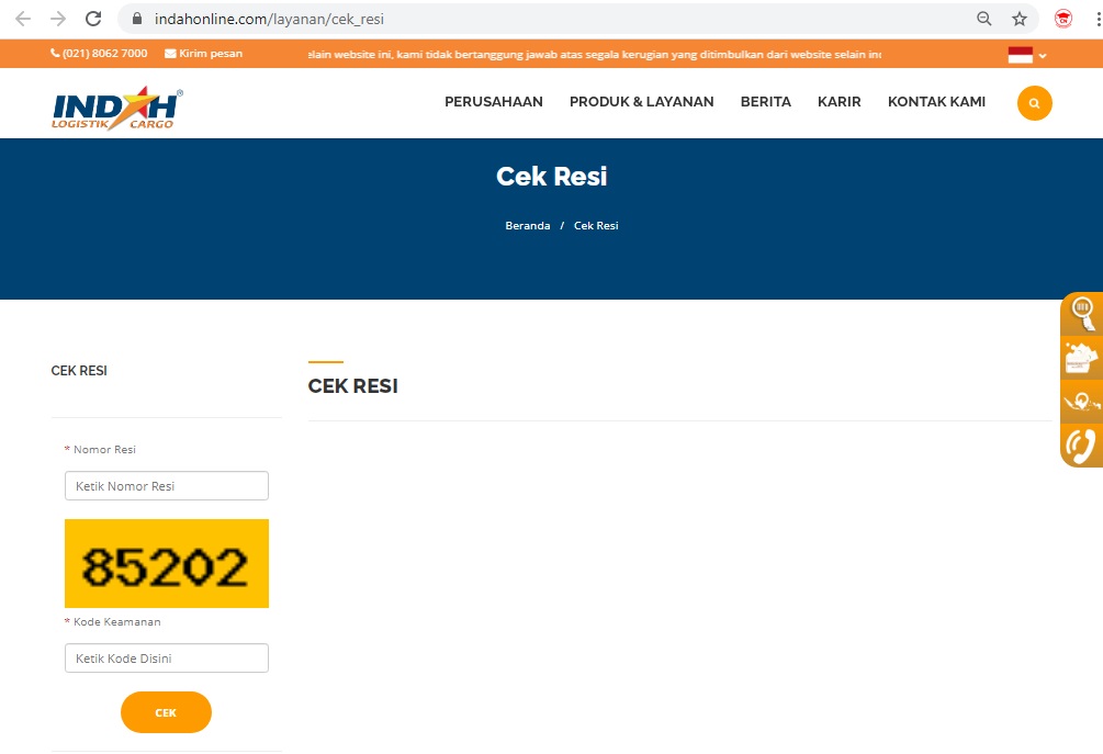Indah Cargo Cek Resi
