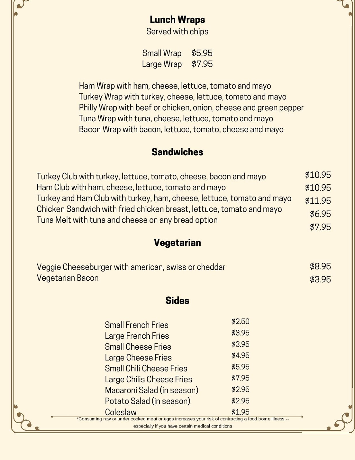 Winsted Diner Menu Menu 2020