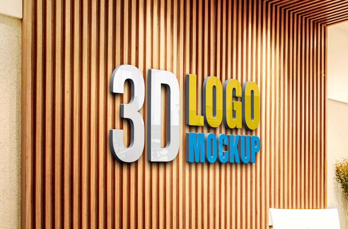 3D Wall Logo Mockup