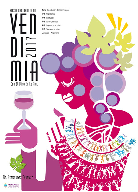 Afiches Vendimia 2017. Mendoza de fiesta y con el vino en la piel