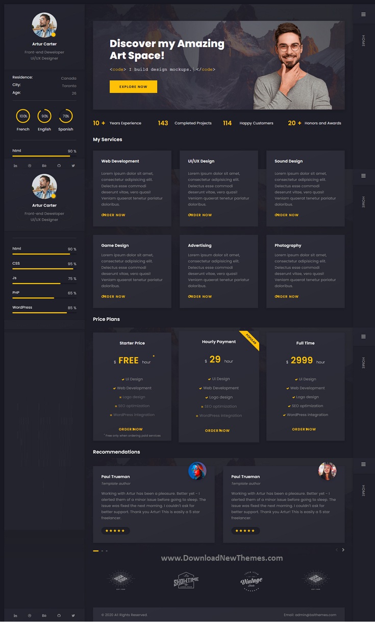 Arter CV Resume WordPress Theme - Download New Themes