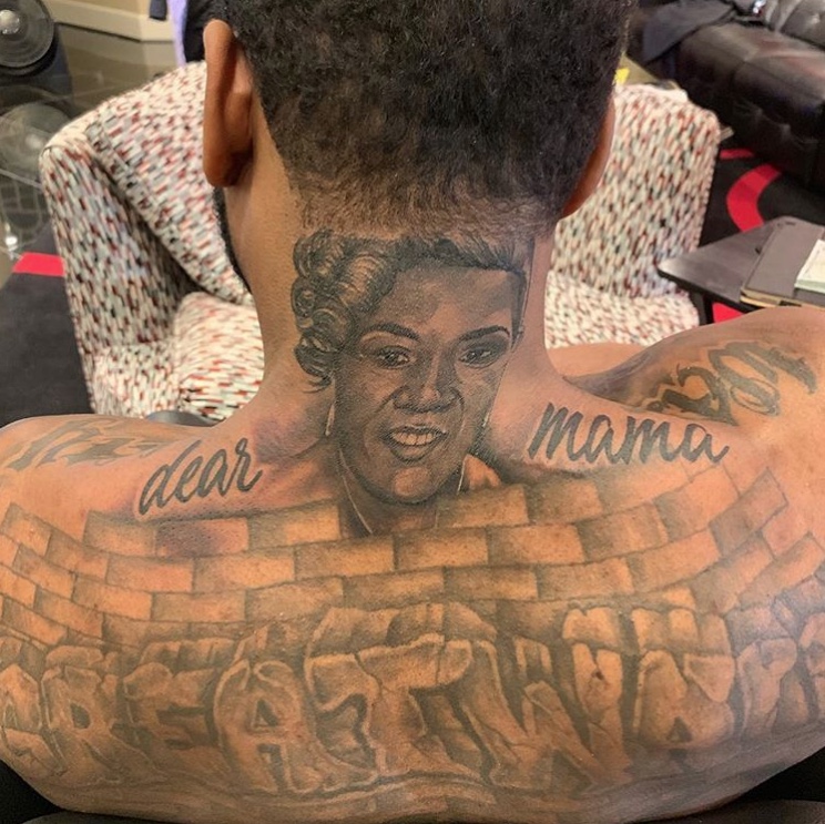  johnwall paid tribute to his late mother Frances by getting a portrait  of her on the back of his neck last summer Frances lost her  Instagram
