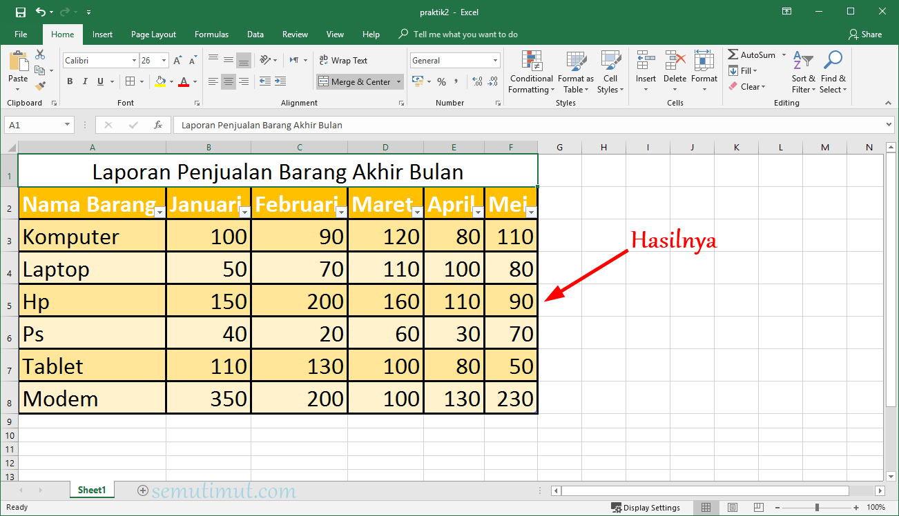 Cara Membuat Tabel di Excel Berwarna Otomatis (Mudah) - SemutImut