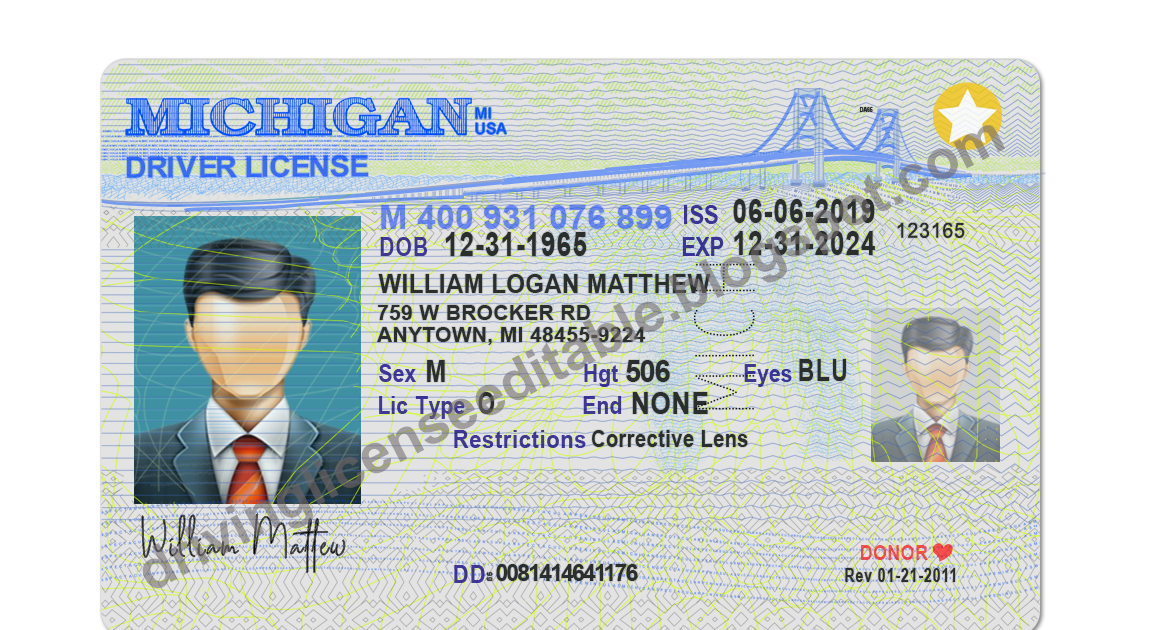 Michigan Drivers License Template Psd US Novelty Drivers License Templates