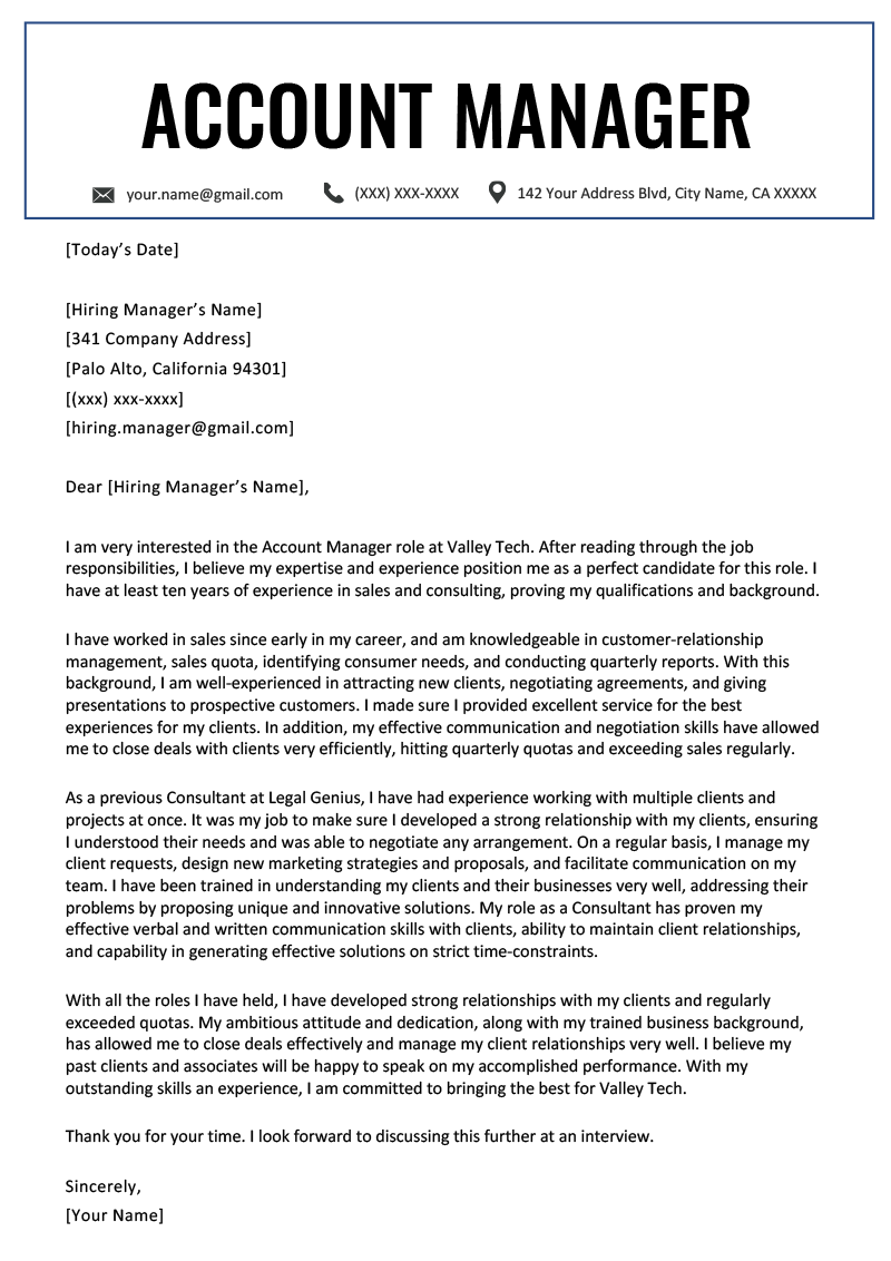 Resume Genius Cover Letter Template - Account Manager Cover Letter Example Resume Genius Cover Letter Example Letter Example Cover Letter For Resume
