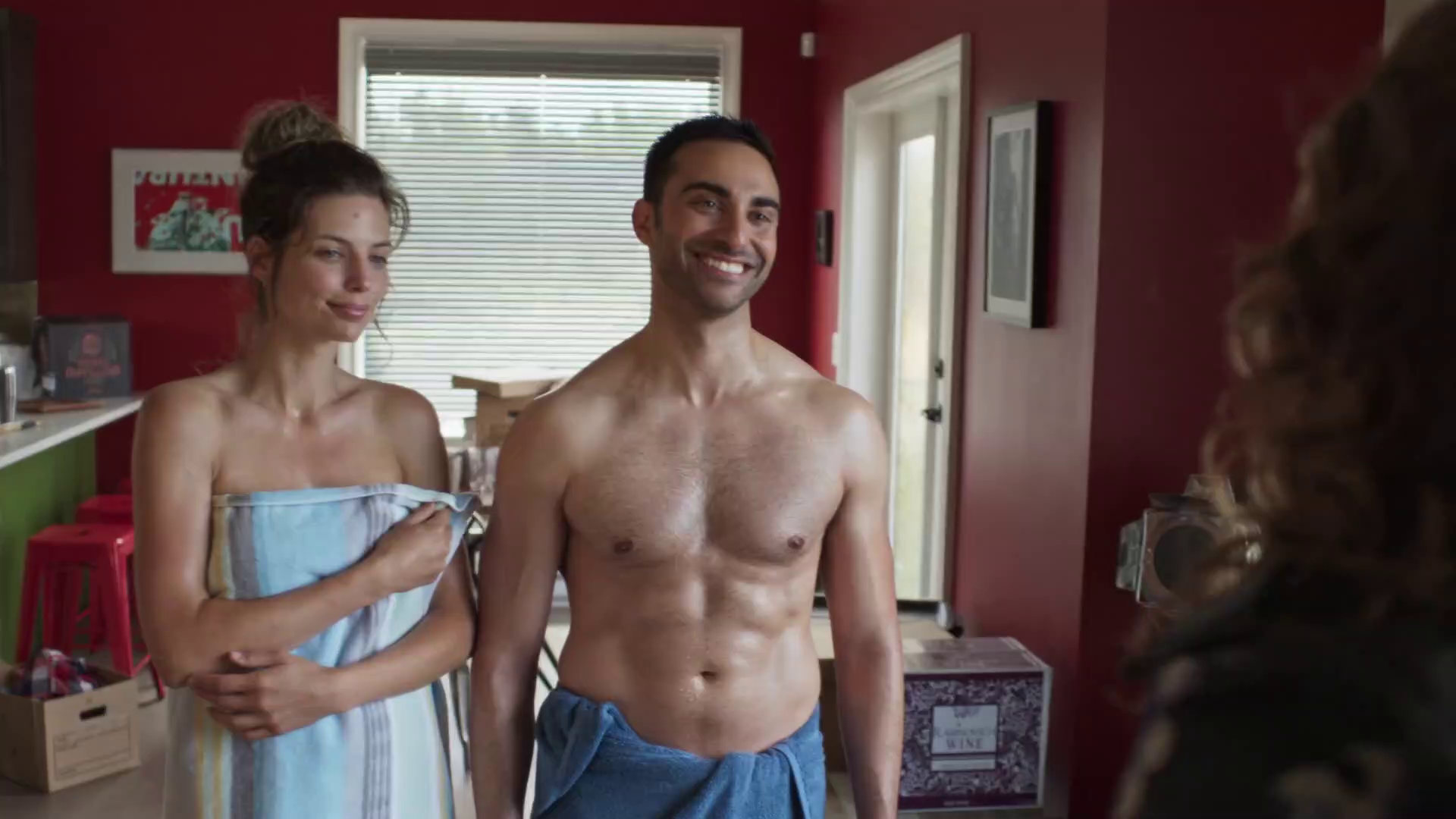 ausCAPS: Lee Majdoub shirtless in You Me Her 5-03 "Squonk Happens"