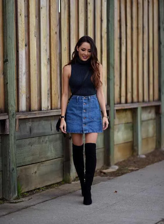 Outfits with a Jean Skirt • 33 Ideas on how to wear them this season
