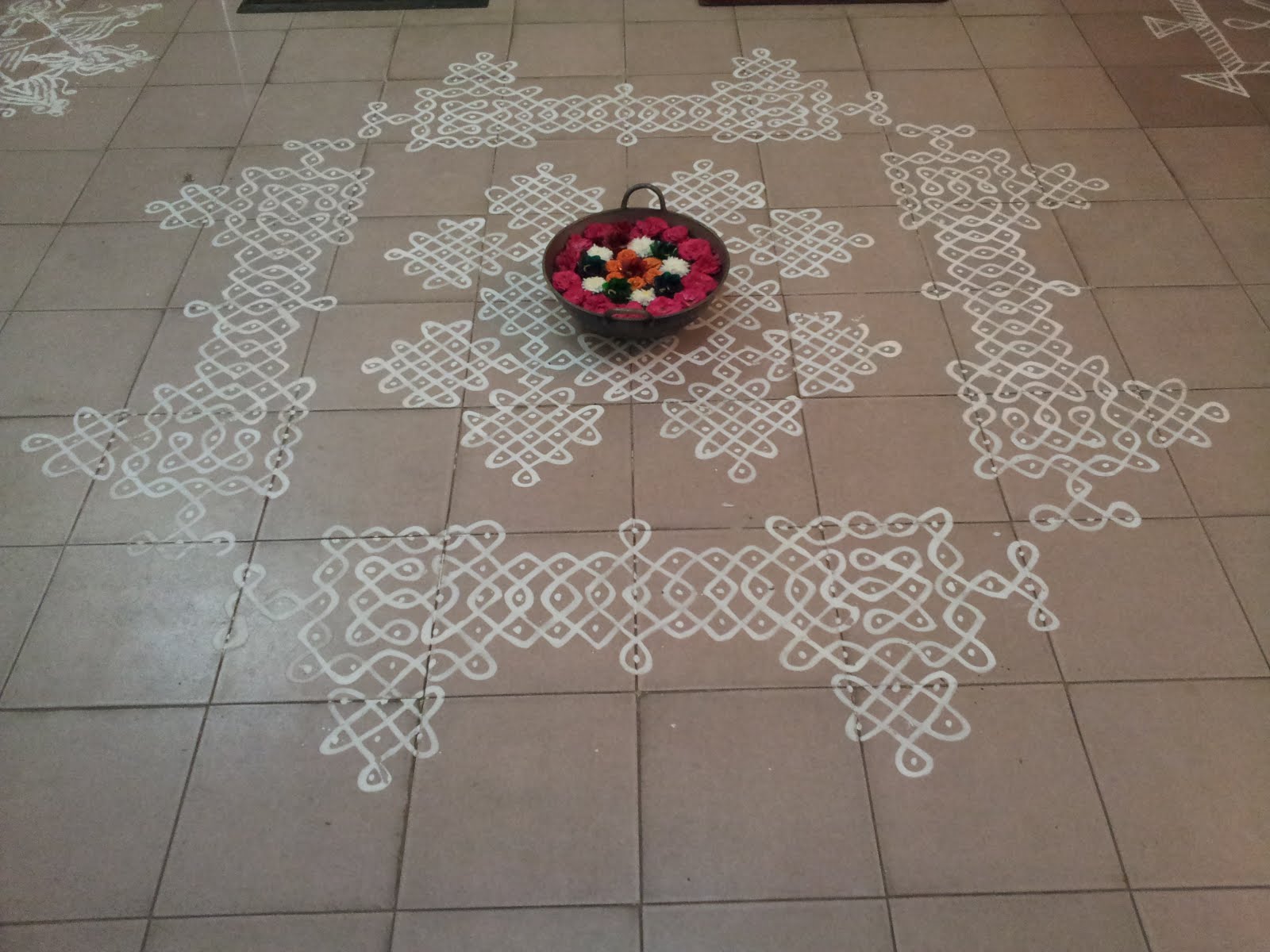 a splash of colour: Rice paste rangoli- the big picture