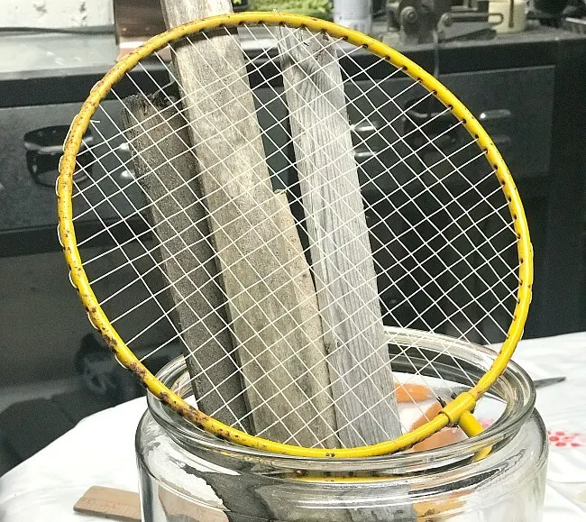 Repurposed Badminton Racket Pumpkin