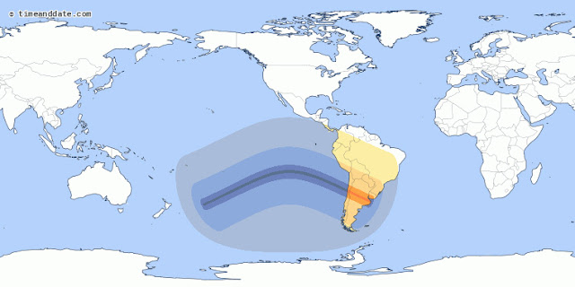 visibilidade eclipse solar 2 julho 2019 - mapa