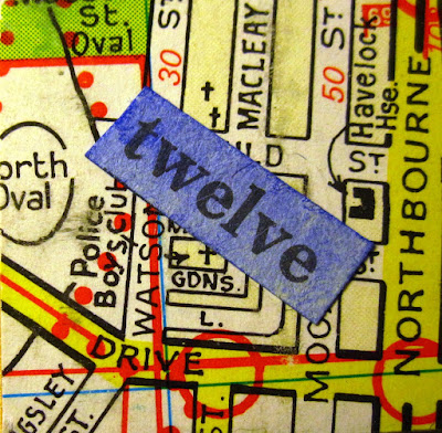 Inchie with a vintage map and the word 'twelve' across the top.