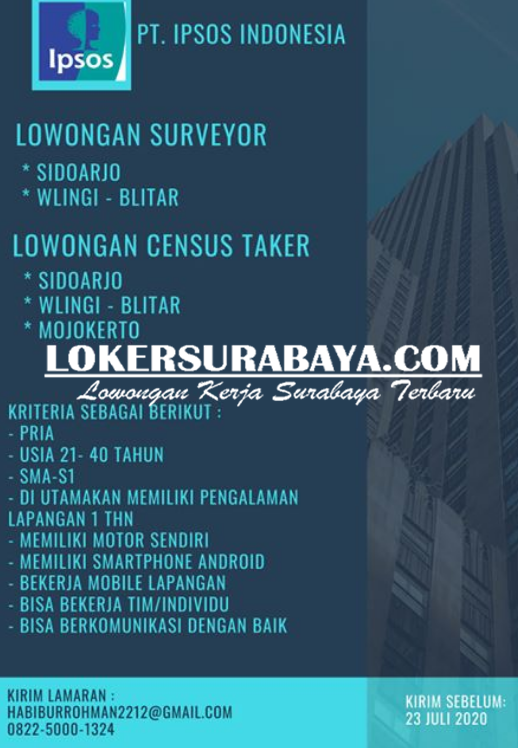 Loker Surabaya di PT. Ipsos Indonesia Juli 2020 - Lowongan Kerja
