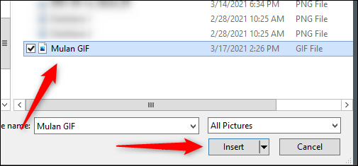 اختيار GIF في File Explorer