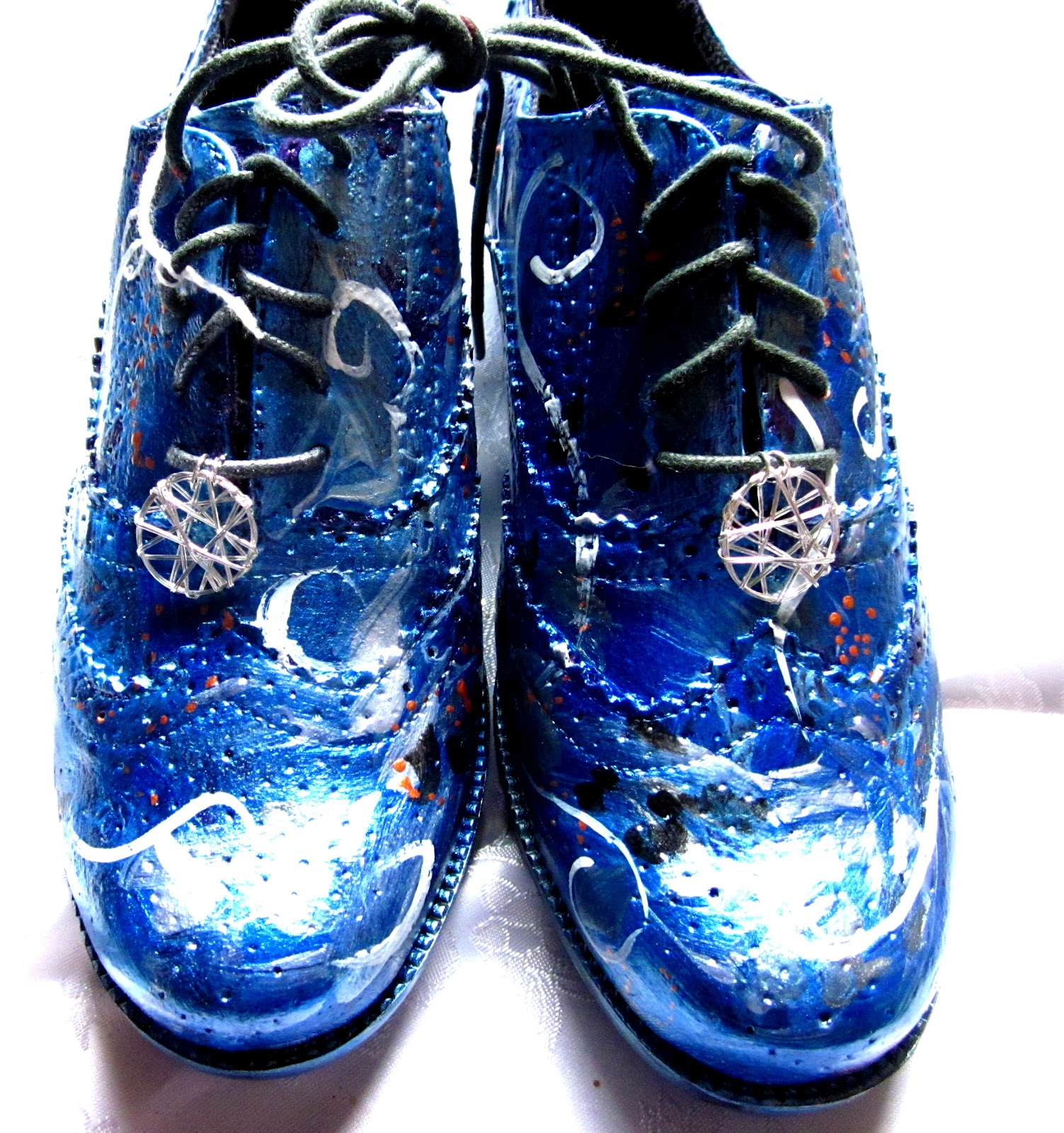 Custom Shoes With Style: Blue painted shoes