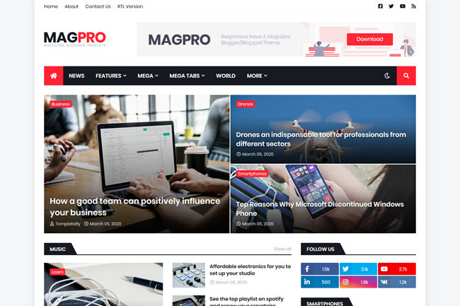 MagPro Premium Responsive News & Magazine Blogger Template