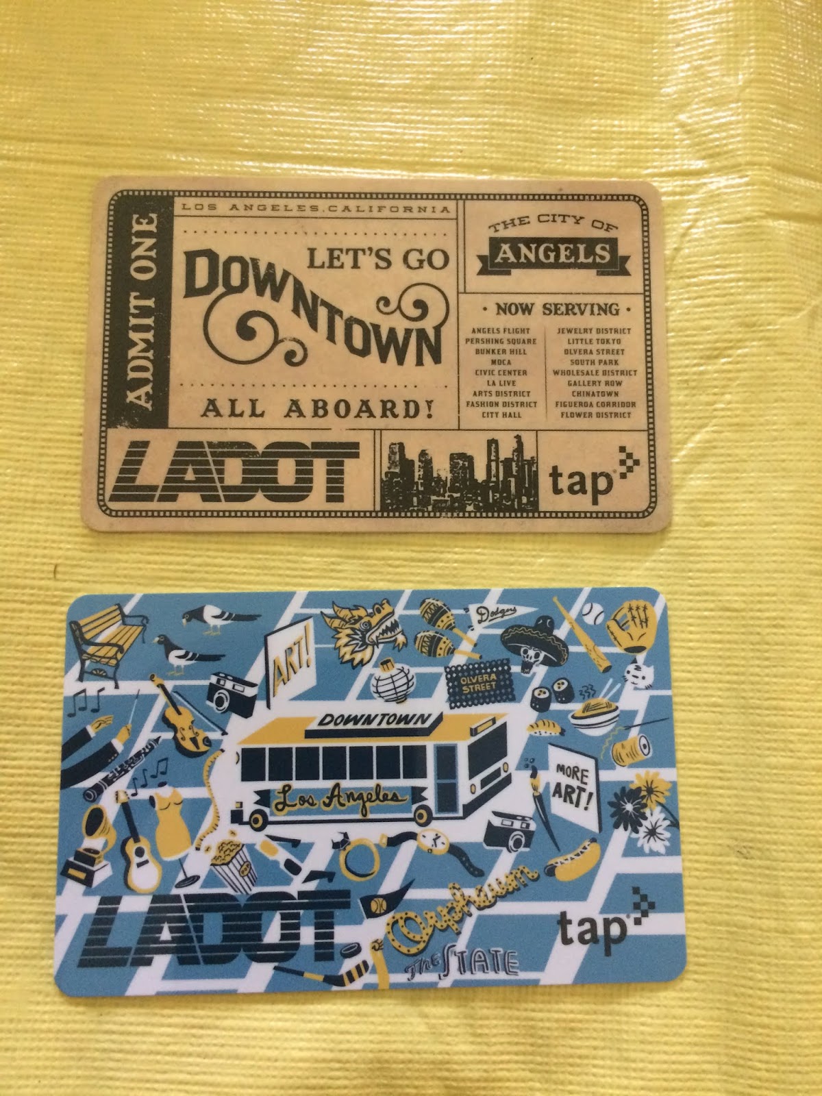 Tap Cards of Metro Los Angeles 2019 LADOT TAP Cards Blue Grid & Golden Ticket!