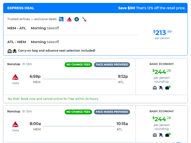 Priceline Review: Express Deal screen