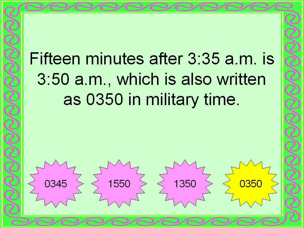 Student Survive 2 Thrive: Free Practice Test: Military Time and