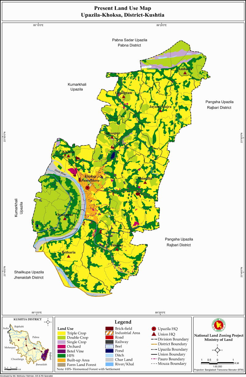 Khoksa Upazila Mouza Map Kushtia District Bangladesh