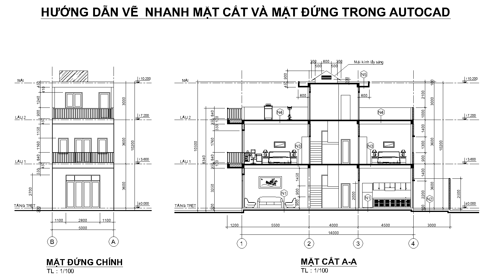 Cách Vẽ Nhanh Mặt Bằng Và Mặt Cắt Trong Autocad - Quy Cách Kích Thước