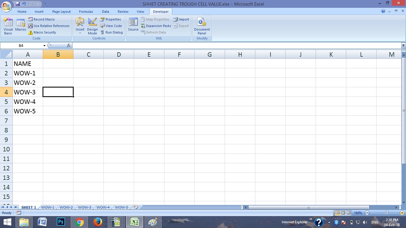 How to create new sheet and name through a cell range