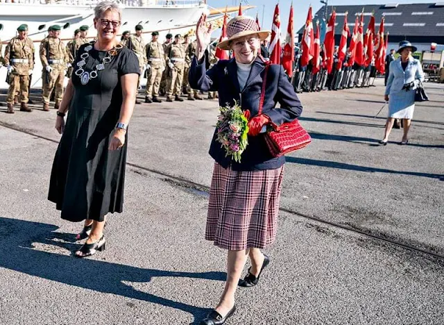 Queen Margrethe arrived at Hanstholm Harbor in Thisted and welcomed by Mayor Ulla Vestergaard