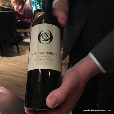 dry O’Shaughnessy Cabernet Sauvignon with black cherry notes at Campton Place Restaurant in San Francisco, California