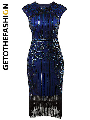 VIJIV Vintage Long Gatsby Flapper Dress Getothefashion