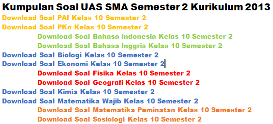 Soal UAS PAI Kelas 10 SMA Semester 2 Kurikulum 2013 - Mariyadi.com